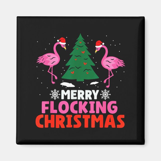 Aimant Flamingo Merry Flocking Christmas Funny Xmas Men W (Devant)
