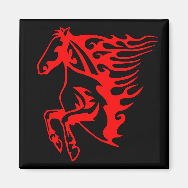 Aimant Flamme feu rouge Bronco Mustang Cheval sauvage (Devant)
