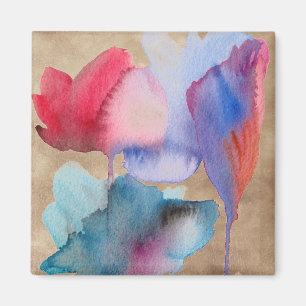 Aimant Fleur aquarelle design floral moderne