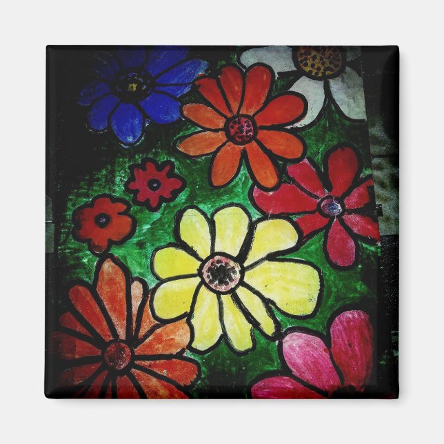 Aimant fleur colorée (Devant)