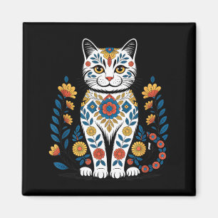Aimant Fleur de chat d'Ukraine Vintage Drapeau ukrainien