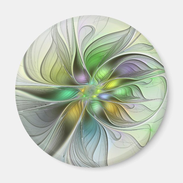 Aimant Fleur de Fantaisie Colorée Moderne Abstraite Fract (Devant)