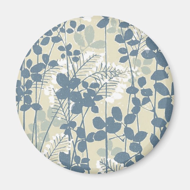 Aimant Fleur de feuille bleue asiatique japonaise (Devant)
