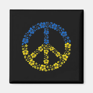 Aimant Fleur de la paix Ukraine Je me tiens avec le drape