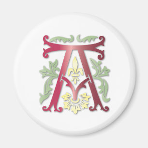 Aimant Fleur de lis A Monogramme