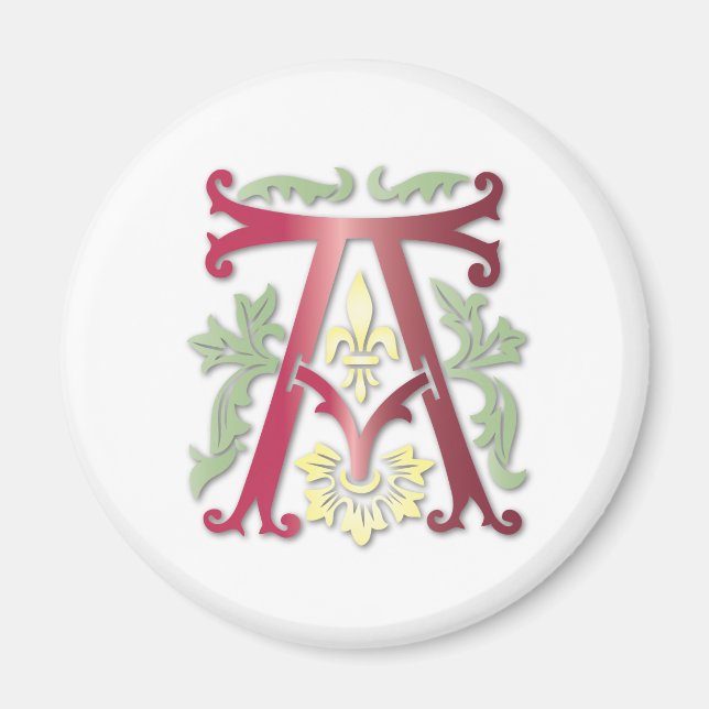 Aimant Fleur de lis A Monogramme (Devant)