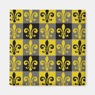 Aimant Fleur De Lis Black et tuiles d'or