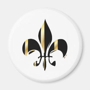 Aimant Fleur de Lis noir et or