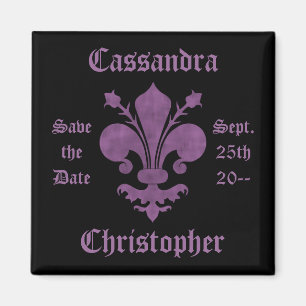 Aimant Fleur de lis pourpre sur des économies de noir le