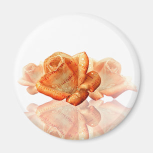 Aimant Fleur de Rose corail avec Partition