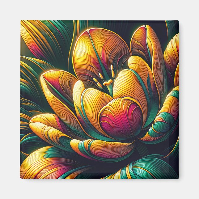 Aimant Fleur de tulipe Abstraite rayonnante (Devant)