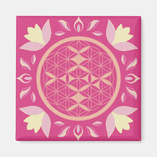 Aimant fleur de vie rose