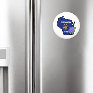 Aimant Fleur d'État du pavillon du Wisconsin Clé violette