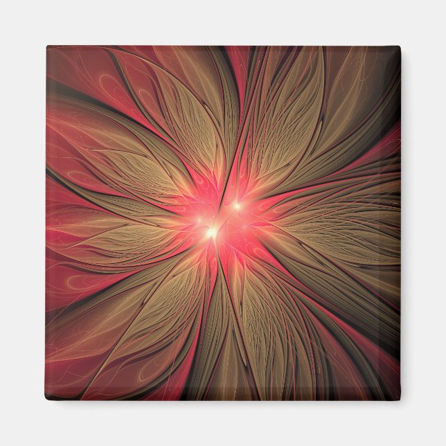 Aimant Fleur fractale de fansy rouge (Devant)