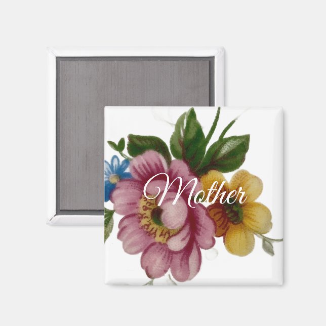 Aimant Fleur inspirée de la porcelaine  (Recto/Verso)