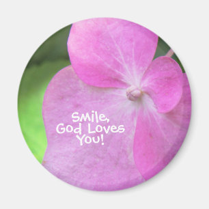 Aimant Fleur rose chrétienne - Sourire Dieu t'aime