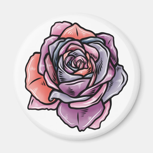 Aimant Fleur Rose coloré (Devant)