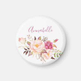 Aimant Fleur rose en fleurs - Blanc
