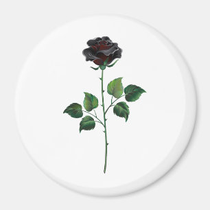 Aimant Fleur rose noire