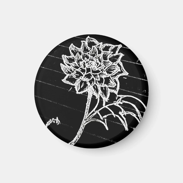 Aimant fleur rose noire yaie goth emo (Devant)