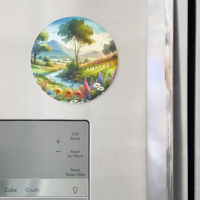 Aimant Fleur sauvage et ruisseau dans la vallée de Spring (In situ (réfrigérateur))