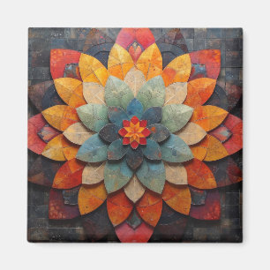 Aimant Fleur texturée Mandala Art