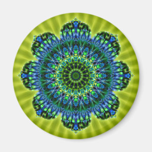 Aimant Fleur vert clair vert-bleu de mandala