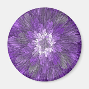 Aimant Fleur Violette Psychedelique Art Fractal Abstrait