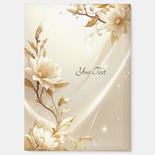 Aimant Fleurs Blanches et Dorées
