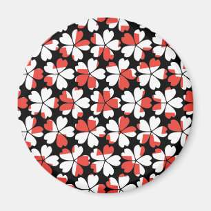 Aimant Fleurs blanches rouges mignons motif