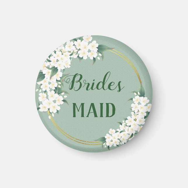 Aimant Fleurs blanches sur le mariage vert de la servante (Devant)