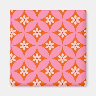 Aimant Fleurs blanches sur Motif des cercles roses du mil