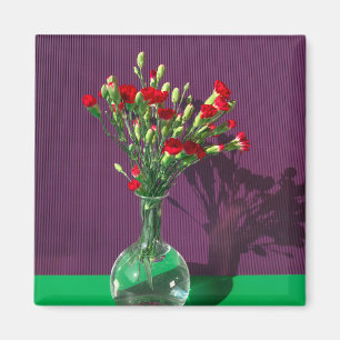 Aimant Fleurs   Bouquet Carantion Rouge