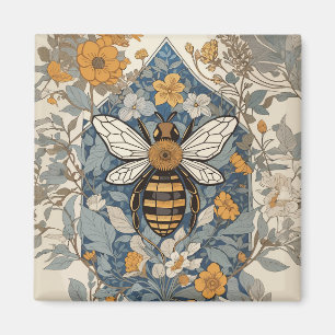 Aimant Fleurs d'abeilles vintages et sauvages