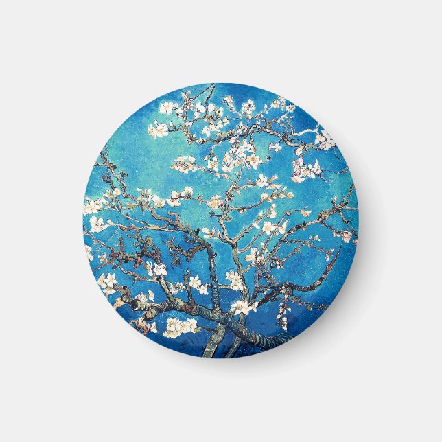 Aimant Fleurs d'amandier de Van Gogh turquoise vif (Devant)