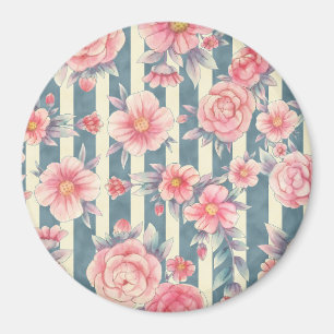 Aimant Fleurs d'aquarelle rose sur bandes