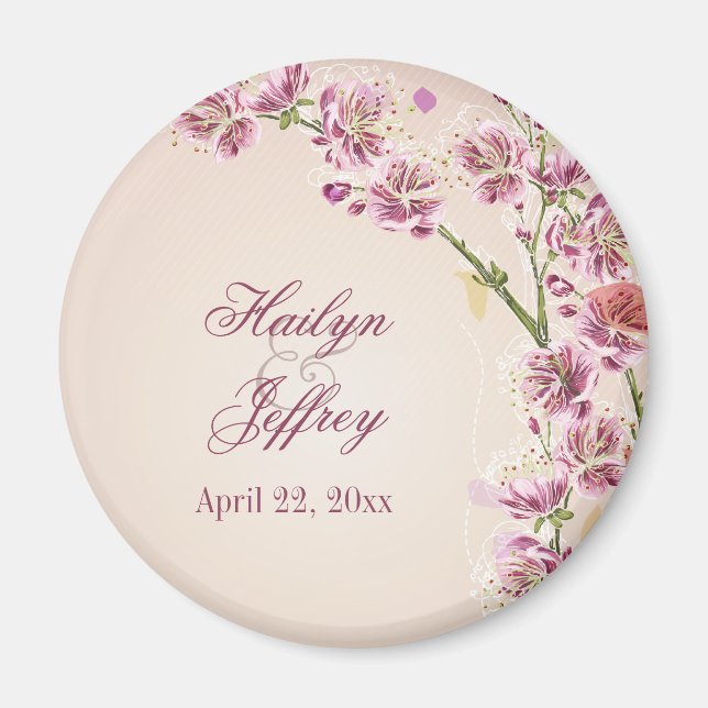 Aimant Fleurs d'aquarelle violet Lilac faveur mariage (Devant)
