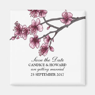 Aimant Fleurs de cerise rose simple Enregistrer l'aimant