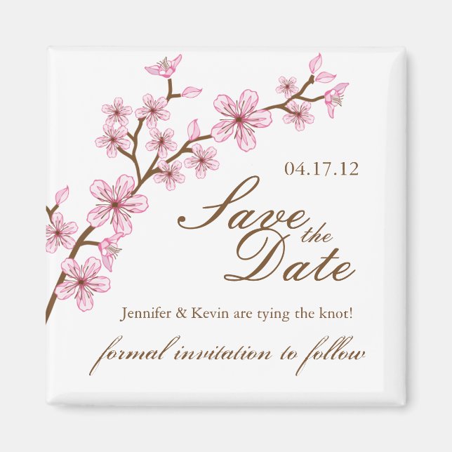 Aimant Fleurs de cerisiers Enregistrer le Mariage de date (Devant)