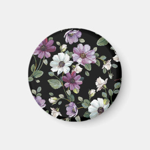 Aimant Fleurs De Cosmos Élégantes : Aquarelle Sans Couleu