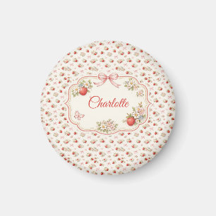 Aimant Fleurs de fraise vintage sans couture cottagecore
