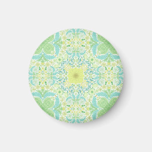 Aimant Fleurs de jardin rétro en vert et jaune