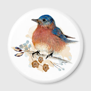 Aimant Fleurs de Merle Bleu Aquarelle