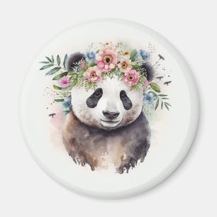 Aimant Fleurs de Panda Aquarelle