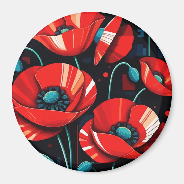 Aimant Fleurs de pavot Papaver (Devant)