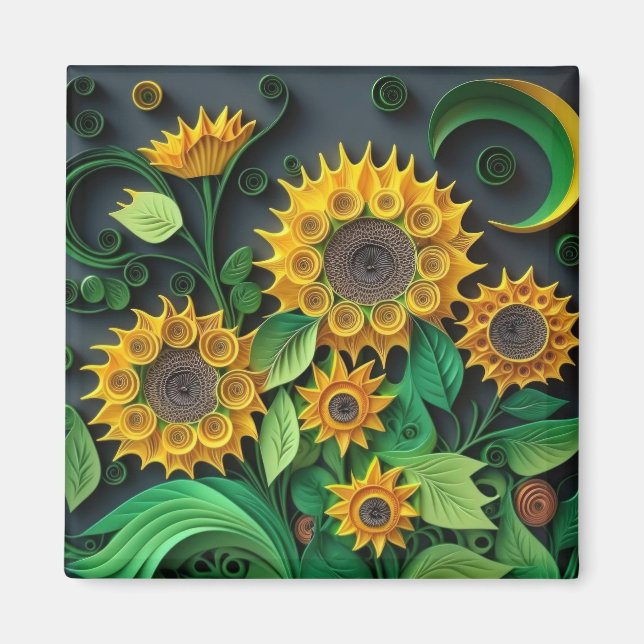 Aimant Fleurs de soleil 3D (Devant)