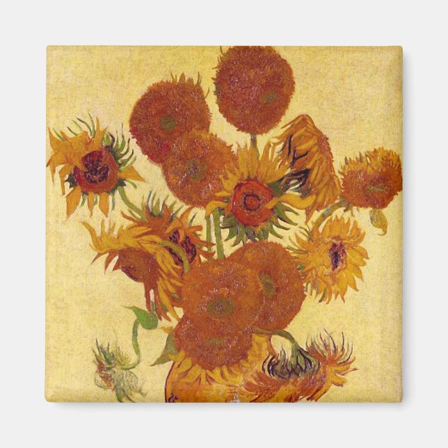 Aimant Fleurs de soleil dans un vase (F454) Van Gogh Art (Devant)