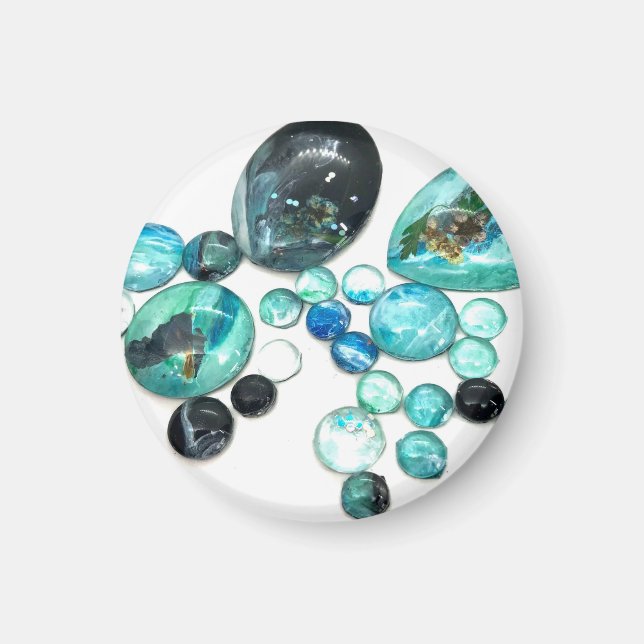 Aimant Fleurs de verre de mer et bling (Devant)