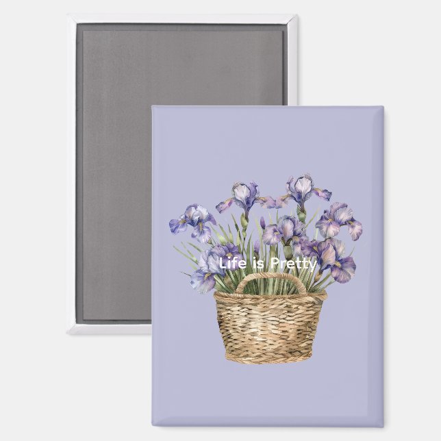 Aimant Fleurs d'iris violettes (Recto/Verso)