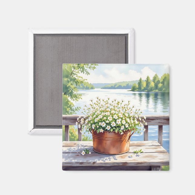 Aimant Fleurs en pot de cuivre sur Lakehouse Deck (Recto/Verso)